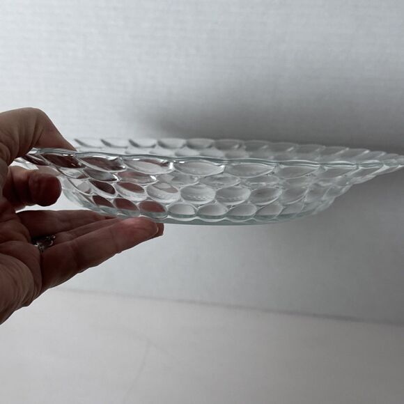 Vintage Clear Bubble Glass Round 8.75" Bowl Dish Bubble - Picture 7 of 9